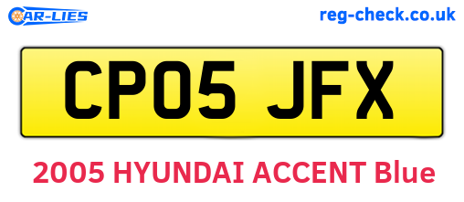 CP05JFX are the vehicle registration plates.