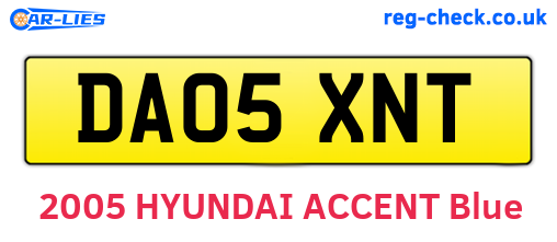 DA05XNT are the vehicle registration plates.