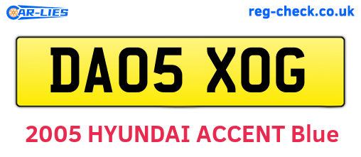 DA05XOG are the vehicle registration plates.