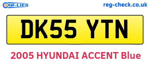 DK55YTN are the vehicle registration plates.