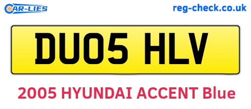 DU05HLV are the vehicle registration plates.