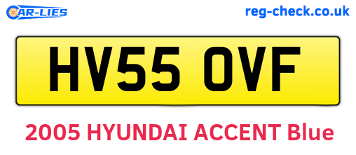 HV55OVF are the vehicle registration plates.