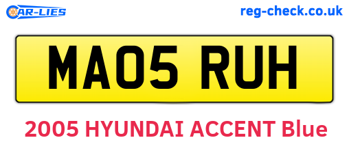 MA05RUH are the vehicle registration plates.