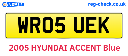 WR05UEK are the vehicle registration plates.