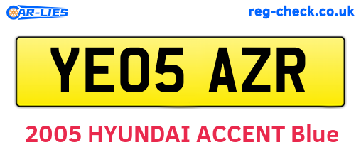 YE05AZR are the vehicle registration plates.