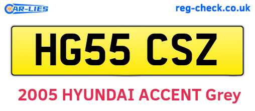 HG55CSZ are the vehicle registration plates.