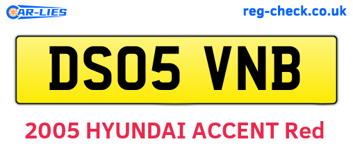 DS05VNB are the vehicle registration plates.