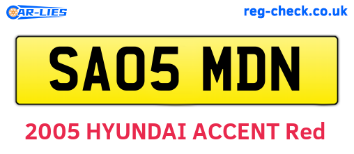 SA05MDN are the vehicle registration plates.