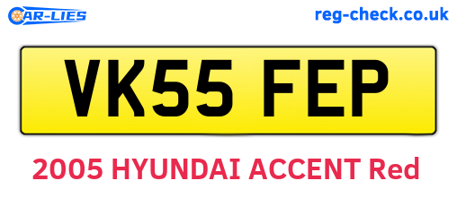 VK55FEP are the vehicle registration plates.