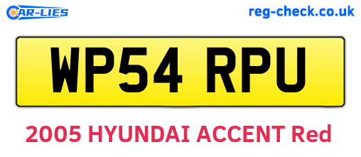 WP54RPU are the vehicle registration plates.