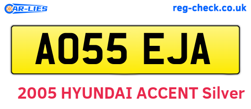 AO55EJA are the vehicle registration plates.