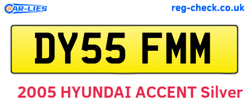 DY55FMM are the vehicle registration plates.