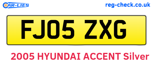 FJ05ZXG are the vehicle registration plates.