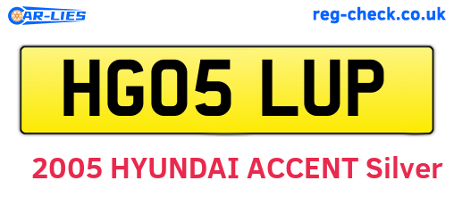 HG05LUP are the vehicle registration plates.