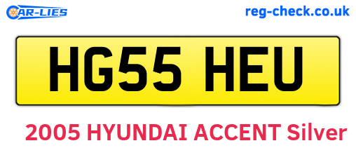 HG55HEU are the vehicle registration plates.