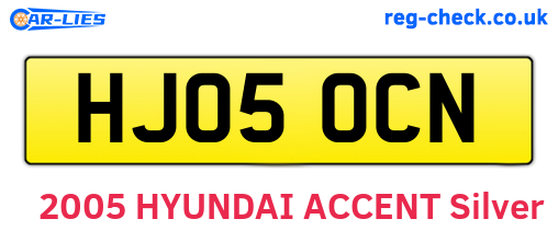 HJ05OCN are the vehicle registration plates.