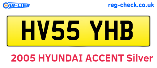 HV55YHB are the vehicle registration plates.