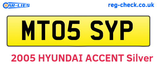 MT05SYP are the vehicle registration plates.