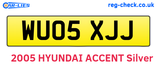 WU05XJJ are the vehicle registration plates.
