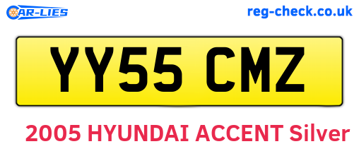 YY55CMZ are the vehicle registration plates.