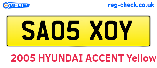 SA05XOY are the vehicle registration plates.