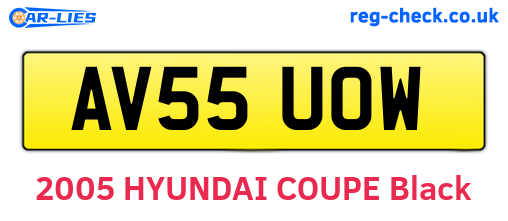 AV55UOW are the vehicle registration plates.