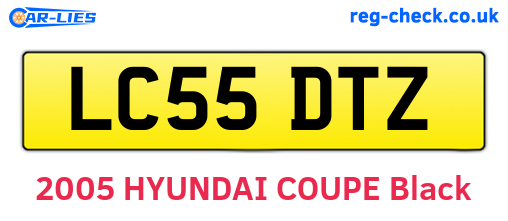 LC55DTZ are the vehicle registration plates.