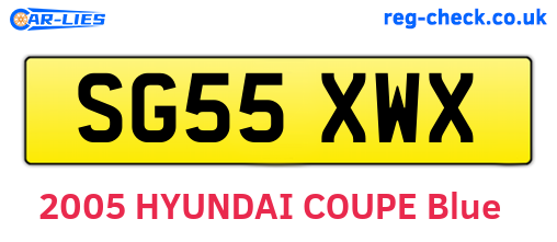 SG55XWX are the vehicle registration plates.