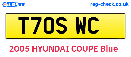 T70SWC are the vehicle registration plates.