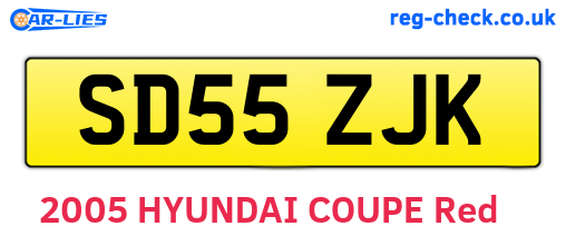 SD55ZJK are the vehicle registration plates.
