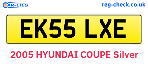 EK55LXE are the vehicle registration plates.