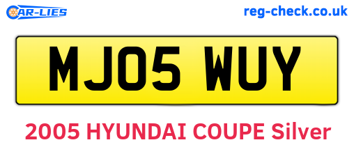MJ05WUY are the vehicle registration plates.