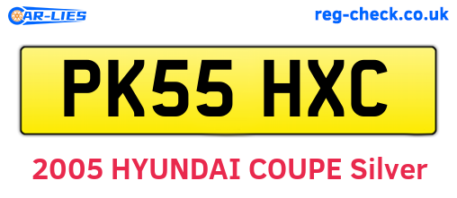PK55HXC are the vehicle registration plates.
