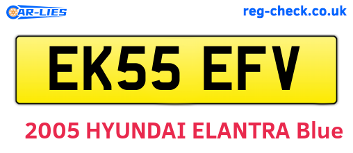 EK55EFV are the vehicle registration plates.