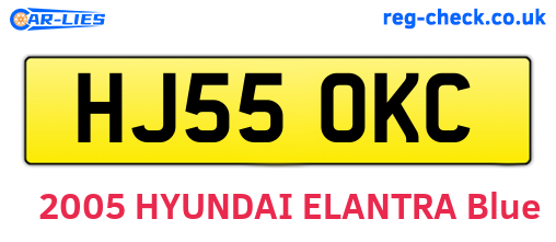 HJ55OKC are the vehicle registration plates.