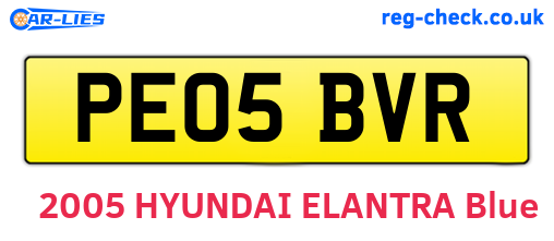 PE05BVR are the vehicle registration plates.
