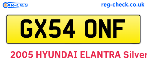 GX54ONF are the vehicle registration plates.