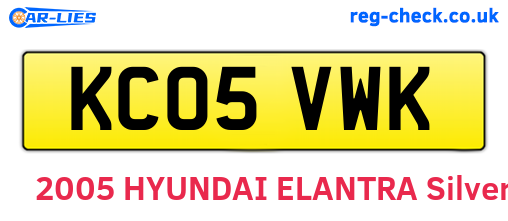 KC05VWK are the vehicle registration plates.
