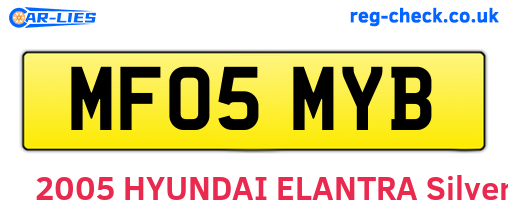 MF05MYB are the vehicle registration plates.