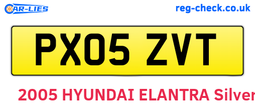 PX05ZVT are the vehicle registration plates.