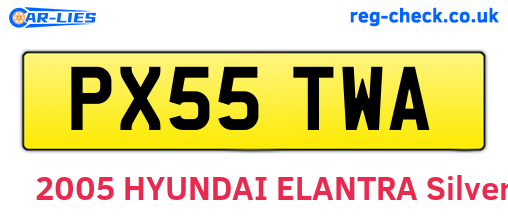 PX55TWA are the vehicle registration plates.