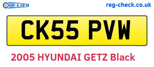CK55PVW are the vehicle registration plates.