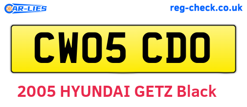 CW05CDO are the vehicle registration plates.