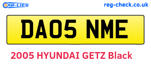 DA05NME are the vehicle registration plates.