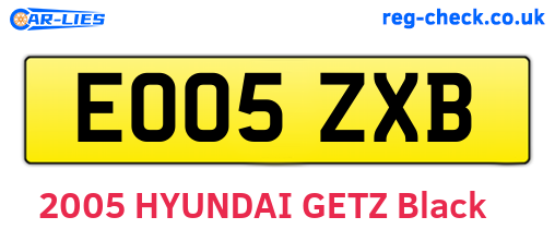 EO05ZXB are the vehicle registration plates.