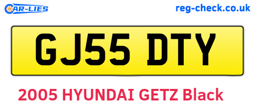 GJ55DTY are the vehicle registration plates.
