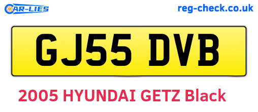 GJ55DVB are the vehicle registration plates.