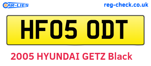 HF05ODT are the vehicle registration plates.