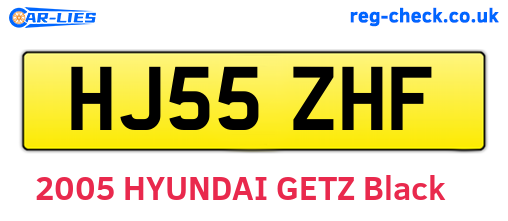 HJ55ZHF are the vehicle registration plates.