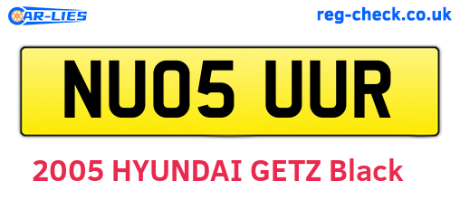 NU05UUR are the vehicle registration plates.
